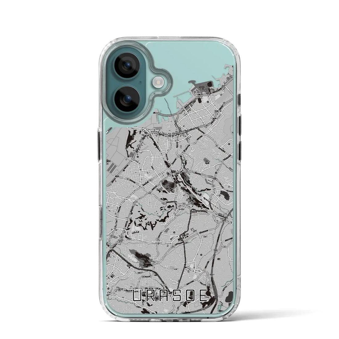 【浦添（沖縄県）】地図柄iPhoneケース（MagSafeタイプ）モノトーン・iPhone 16 Pro 用