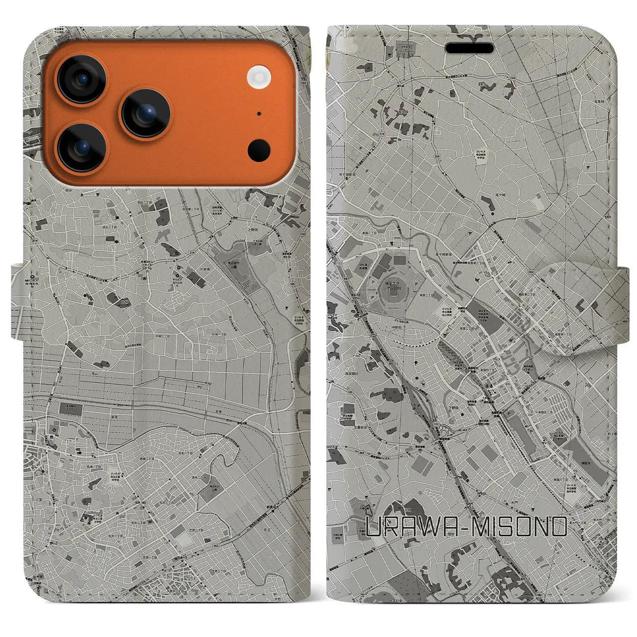【浦和美園2（埼玉県）】地図柄iPhoneケース（手帳タイプ）