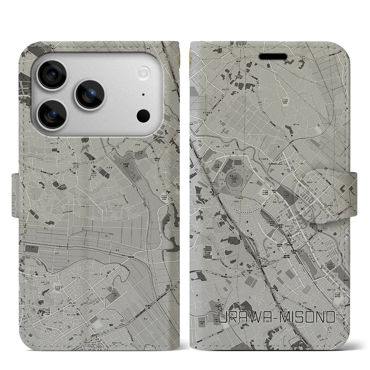 【浦和美園2（埼玉県）】地図柄iPhoneケース（手帳タイプ）