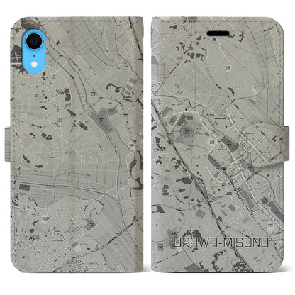 【浦和美園2（埼玉県）】地図柄iPhoneケース（手帳タイプ）モノトーン・iPhone XR 用