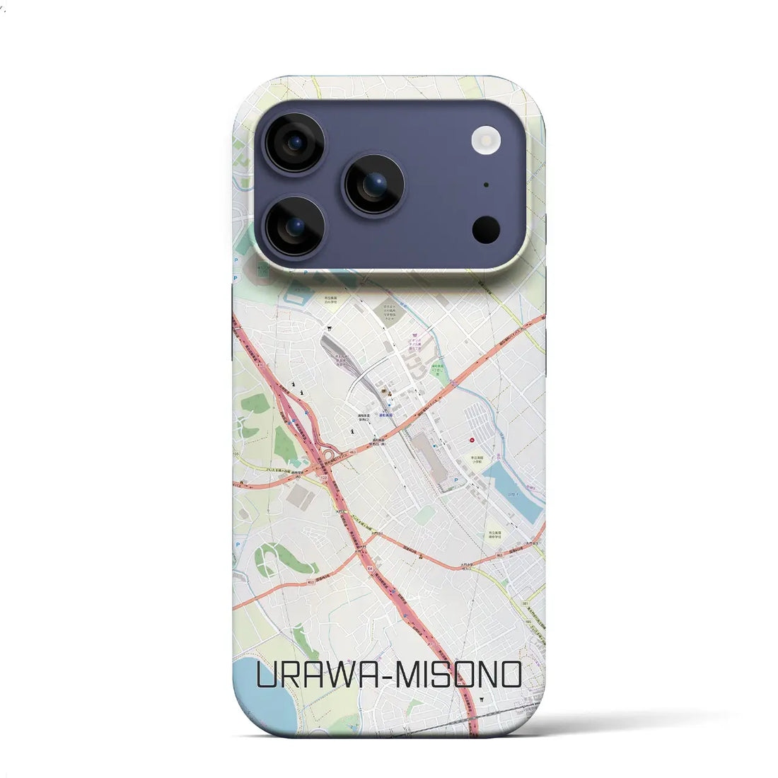 【浦和美園（埼玉県）】地図柄iPhoneケース（バックカバータイプ）ブラック・iPhone 17 Pro Max 用