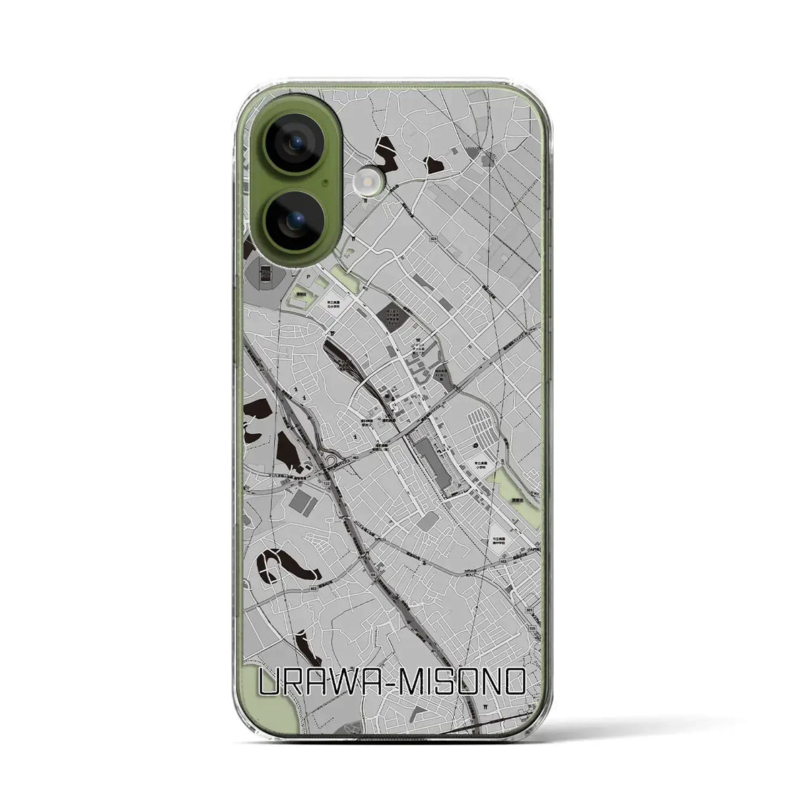 【浦和美園(埼玉県)】地図柄iPhoneケース(クリアタイプ)モノトーン・iPhone 17 Pro Max 用
