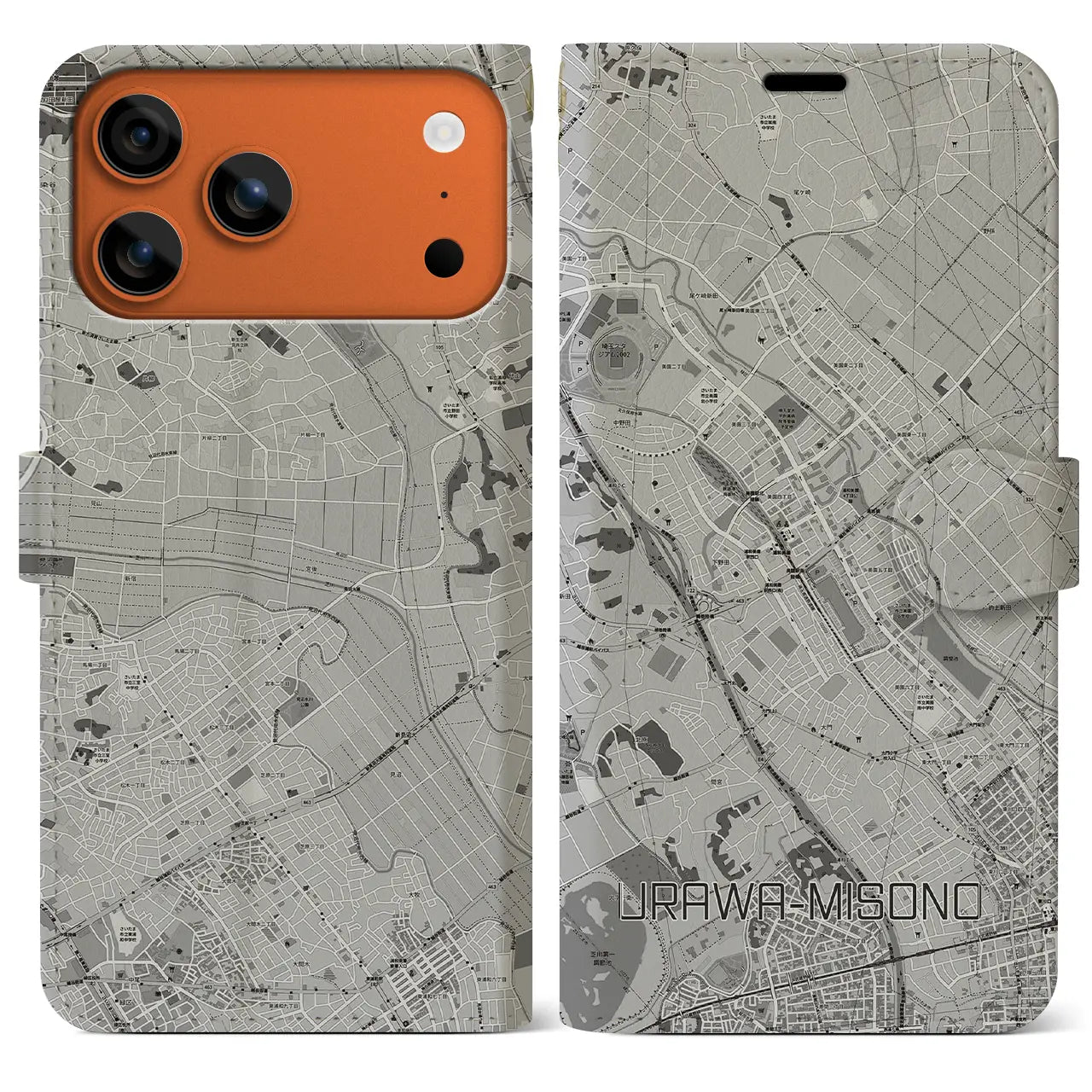 【浦和美園（埼玉県）】地図柄iPhoneケース（手帳タイプ）