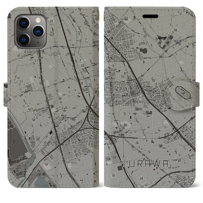 【浦和（埼玉県）】地図柄iPhoneケース（手帳タイプ）モノトーン・iPhone 11 Pro Max 用