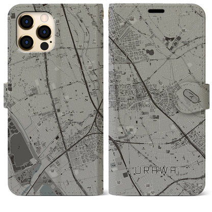 【浦和（埼玉県）】地図柄iPhoneケース（手帳タイプ）モノトーン・iPhone 12 Pro Max 用