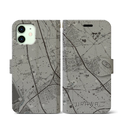 【浦和（埼玉県）】地図柄iPhoneケース（手帳タイプ）モノトーン・iPhone 12 mini 用