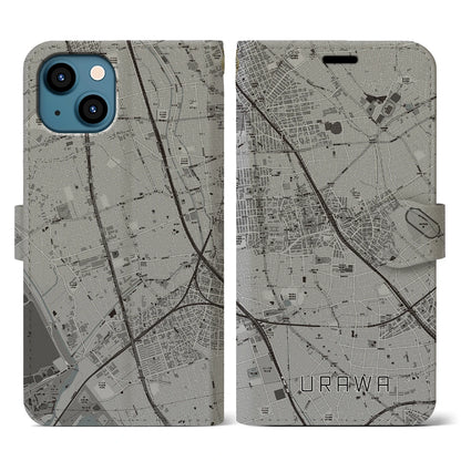 【浦和（埼玉県）】地図柄iPhoneケース（手帳タイプ）モノトーン・iPhone 13 用