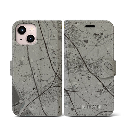 【浦和（埼玉県）】地図柄iPhoneケース（手帳タイプ）モノトーン・iPhone 13 mini 用