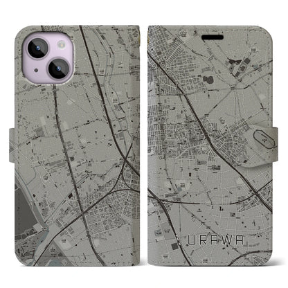 【浦和（埼玉県）】地図柄iPhoneケース（手帳タイプ）モノトーン・iPhone 14 用