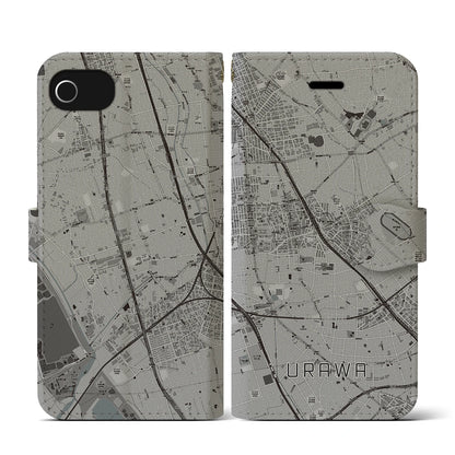 【浦和（埼玉県）】地図柄iPhoneケース（手帳タイプ）モノトーン・iPhone SE（第3 / 第2世代） / 8 / 7 / 6s / 6 用