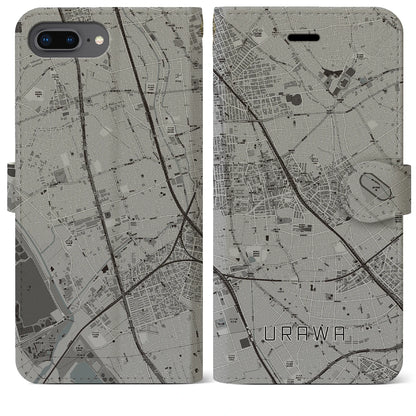 【浦和（埼玉県）】地図柄iPhoneケース（手帳タイプ）モノトーン・iPhone 8Plus /7Plus / 6sPlus / 6Plus 用