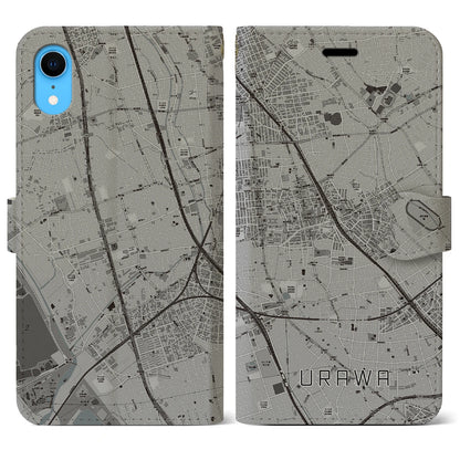 【浦和（埼玉県）】地図柄iPhoneケース（手帳タイプ）モノトーン・iPhone XR 用