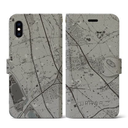 【浦和（埼玉県）】地図柄iPhoneケース（手帳タイプ）モノトーン・iPhone XS / X 用