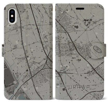 【浦和（埼玉県）】地図柄iPhoneケース（手帳タイプ）モノトーン・iPhone XS Max 用