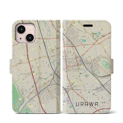 【浦和（埼玉県）】地図柄iPhoneケース（手帳タイプ）ナチュラル・iPhone 13 mini 用