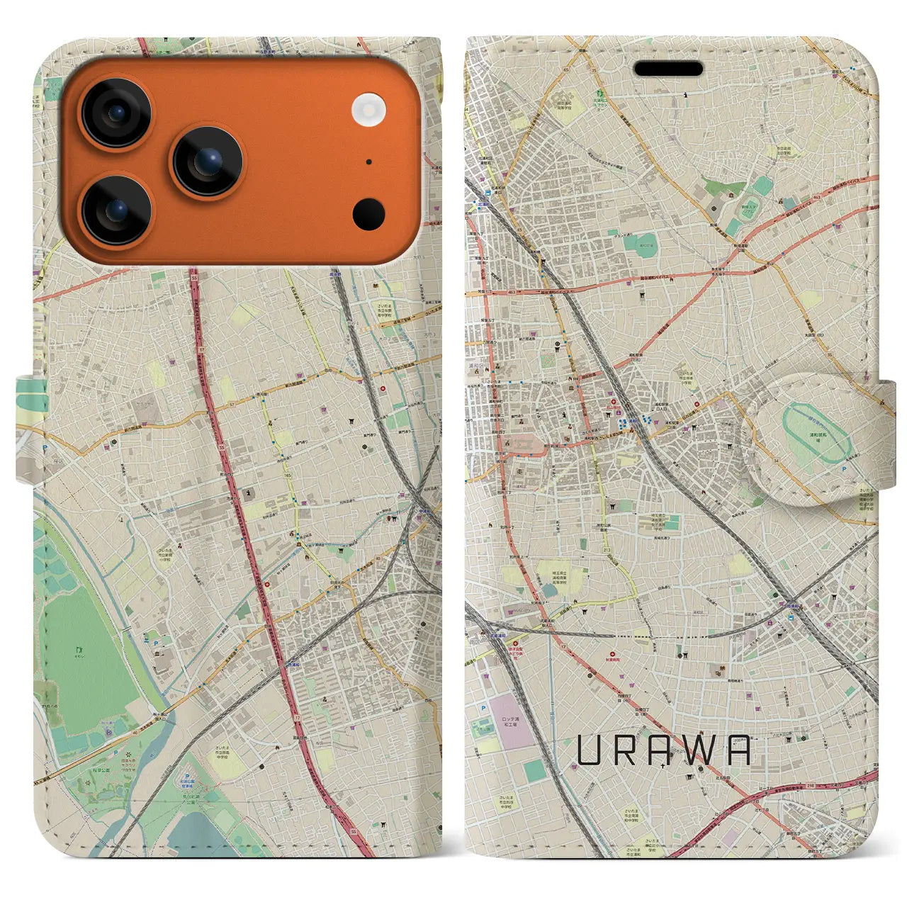 【浦和（埼玉県）】地図柄iPhoneケース（手帳タイプ）