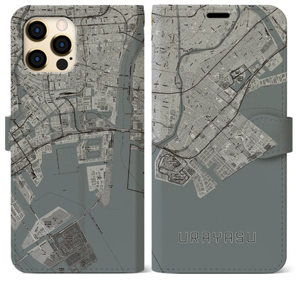 【浦安2（千葉県）】地図柄iPhoneケース（手帳タイプ）モノトーン・iPhone 12 Pro Max 用