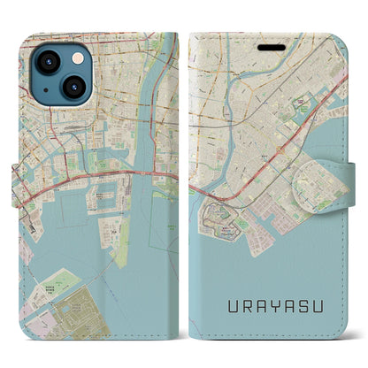 【浦安2（千葉県）】地図柄iPhoneケース（手帳タイプ）ナチュラル・iPhone 13 用