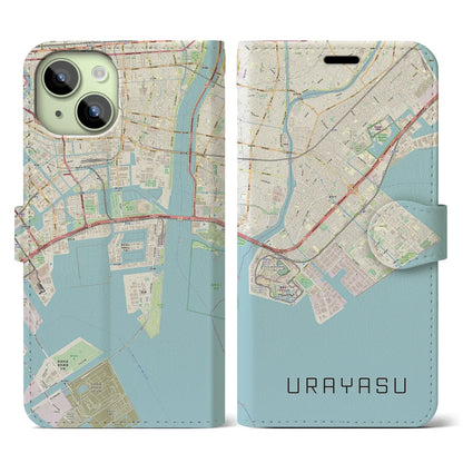 【浦安2（千葉県）】地図柄iPhoneケース（手帳タイプ）ナチュラル・iPhone 15 用