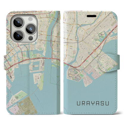 【浦安2（千葉県）】地図柄iPhoneケース（手帳タイプ）ナチュラル・iPhone 15 Pro 用