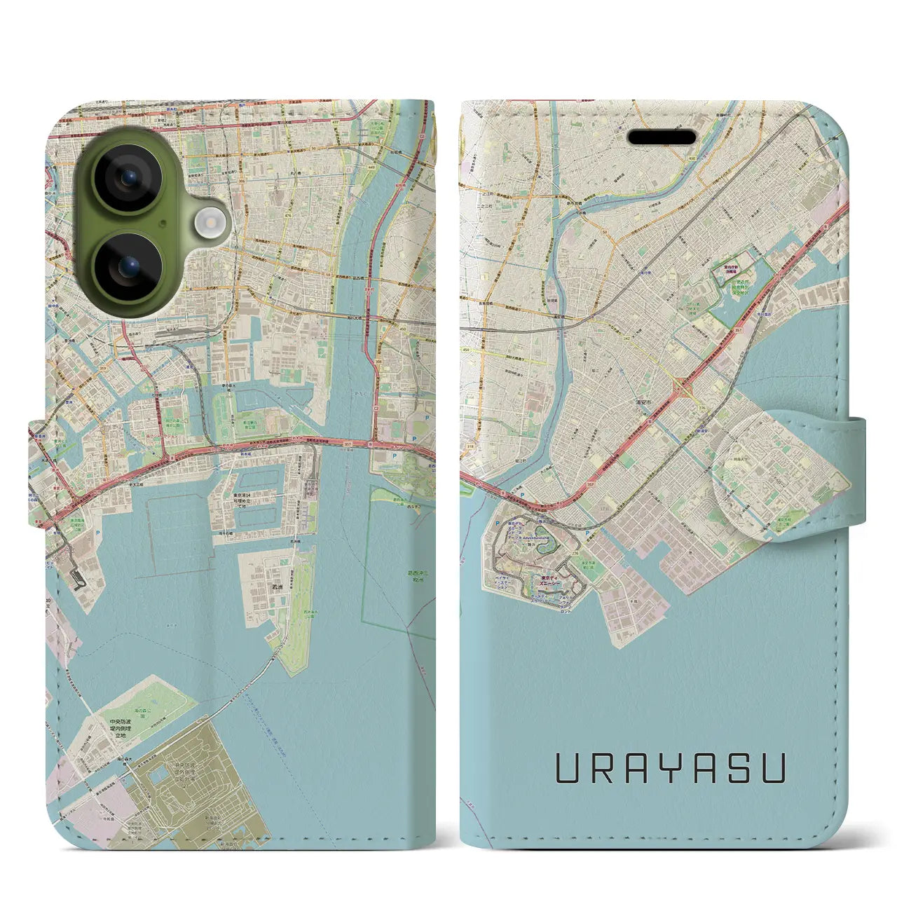 【浦安2（千葉県）】地図柄iPhoneケース（手帳タイプ）