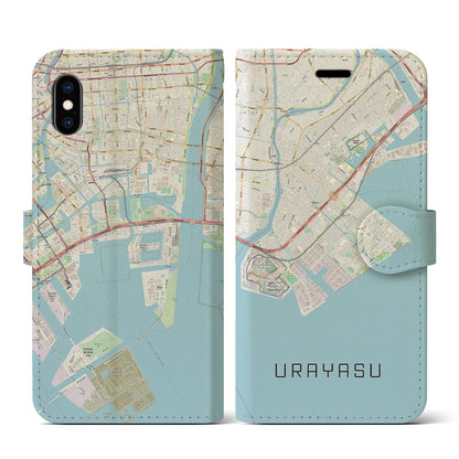 【浦安2（千葉県）】地図柄iPhoneケース（手帳タイプ）ナチュラル・iPhone XS / X 用