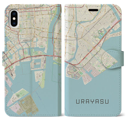 【浦安2（千葉県）】地図柄iPhoneケース（手帳タイプ）ナチュラル・iPhone XS Max 用