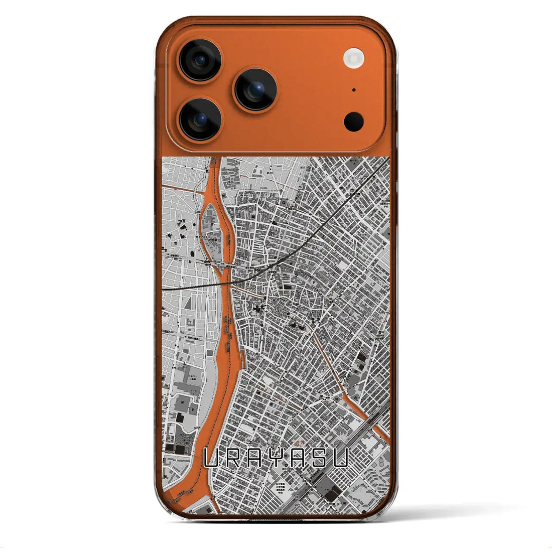 【浦安(千葉県)】地図柄iPhoneケース(クリアタイプ)モノトーン・iPhone 17 Pro Max 用