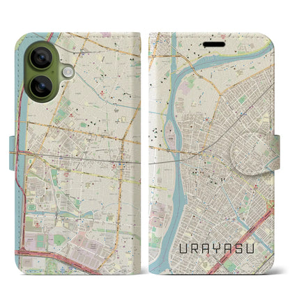 【浦安（千葉県）】地図柄iPhoneケース（手帳タイプ）