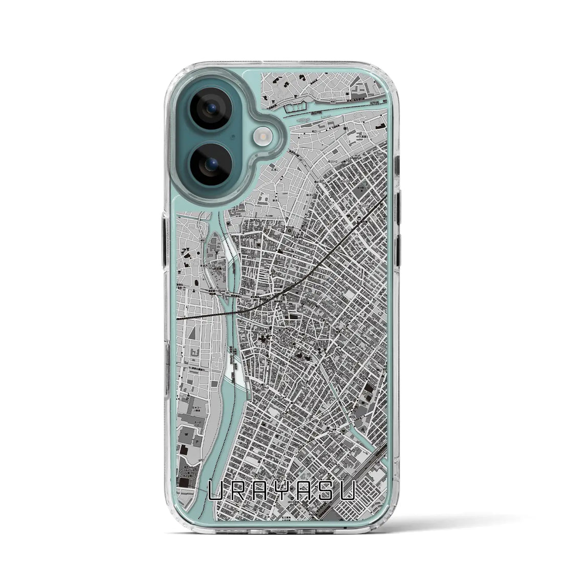 【浦安（千葉県）】地図柄iPhoneケース（MagSafeタイプ）モノトーン・iPhone 16 Pro 用
