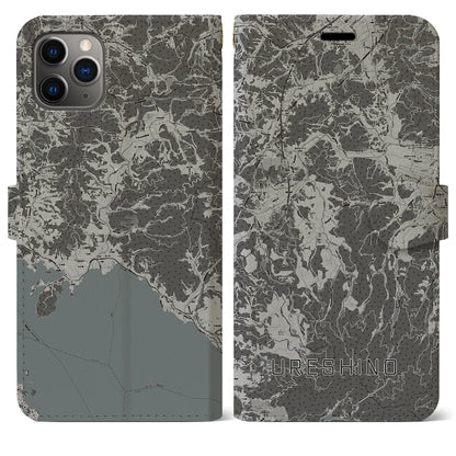 【嬉野（佐賀県）】地図柄iPhoneケース（手帳タイプ）モノトーン・iPhone 11 Pro Max 用