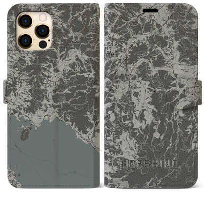 【嬉野（佐賀県）】地図柄iPhoneケース（手帳タイプ）モノトーン・iPhone 12 Pro Max 用