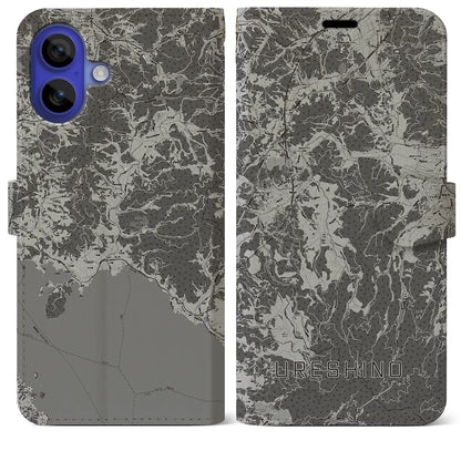 【嬉野（佐賀県）】地図柄iPhoneケース（手帳タイプ）モノトーン・iPhone 16 Pro Max 用