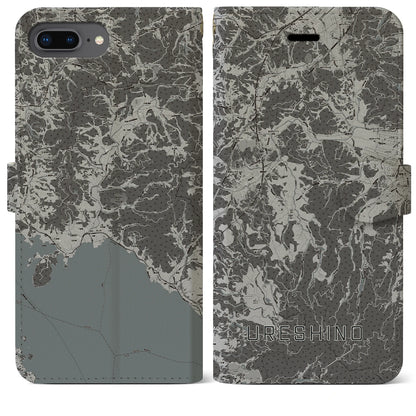 【嬉野（佐賀県）】地図柄iPhoneケース（手帳タイプ）モノトーン・iPhone 8Plus /7Plus / 6sPlus / 6Plus 用