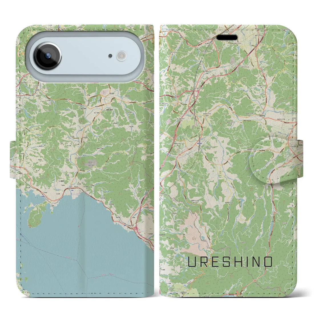 【嬉野(佐賀県)】地図柄iPhoneケース(手帳タイプ)モノトーン・iPhone 17 Pro Max 用