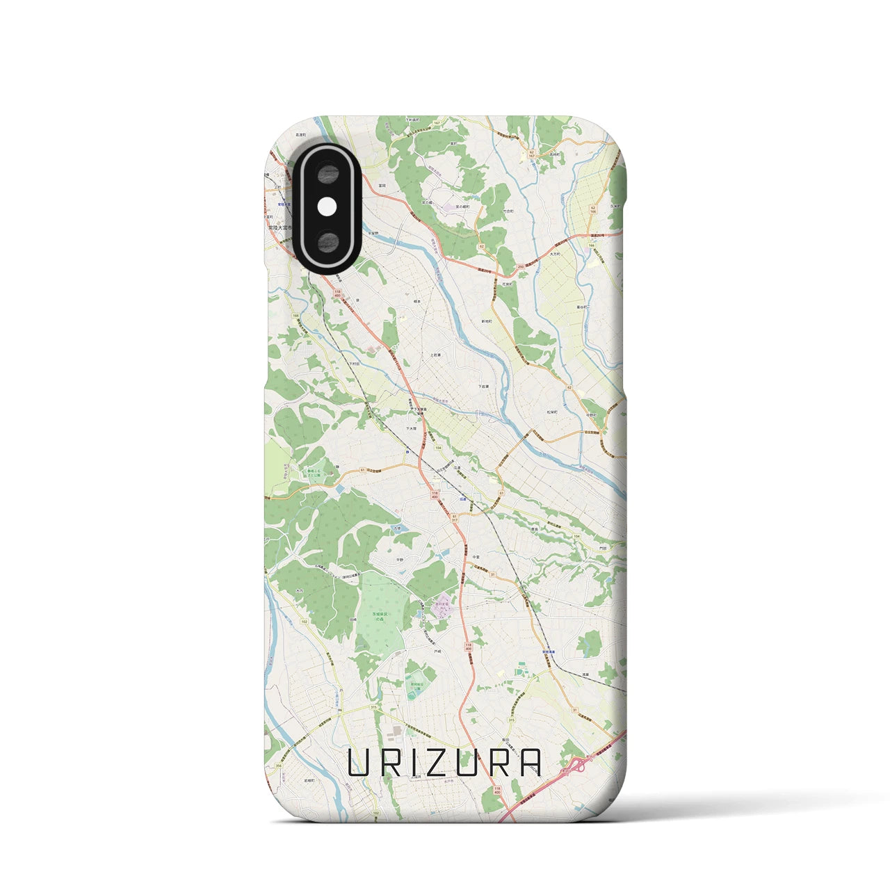 【瓜連（茨城県）】地図柄iPhoneケース（バックカバータイプ）ナチュラル・iPhone XS / X 用