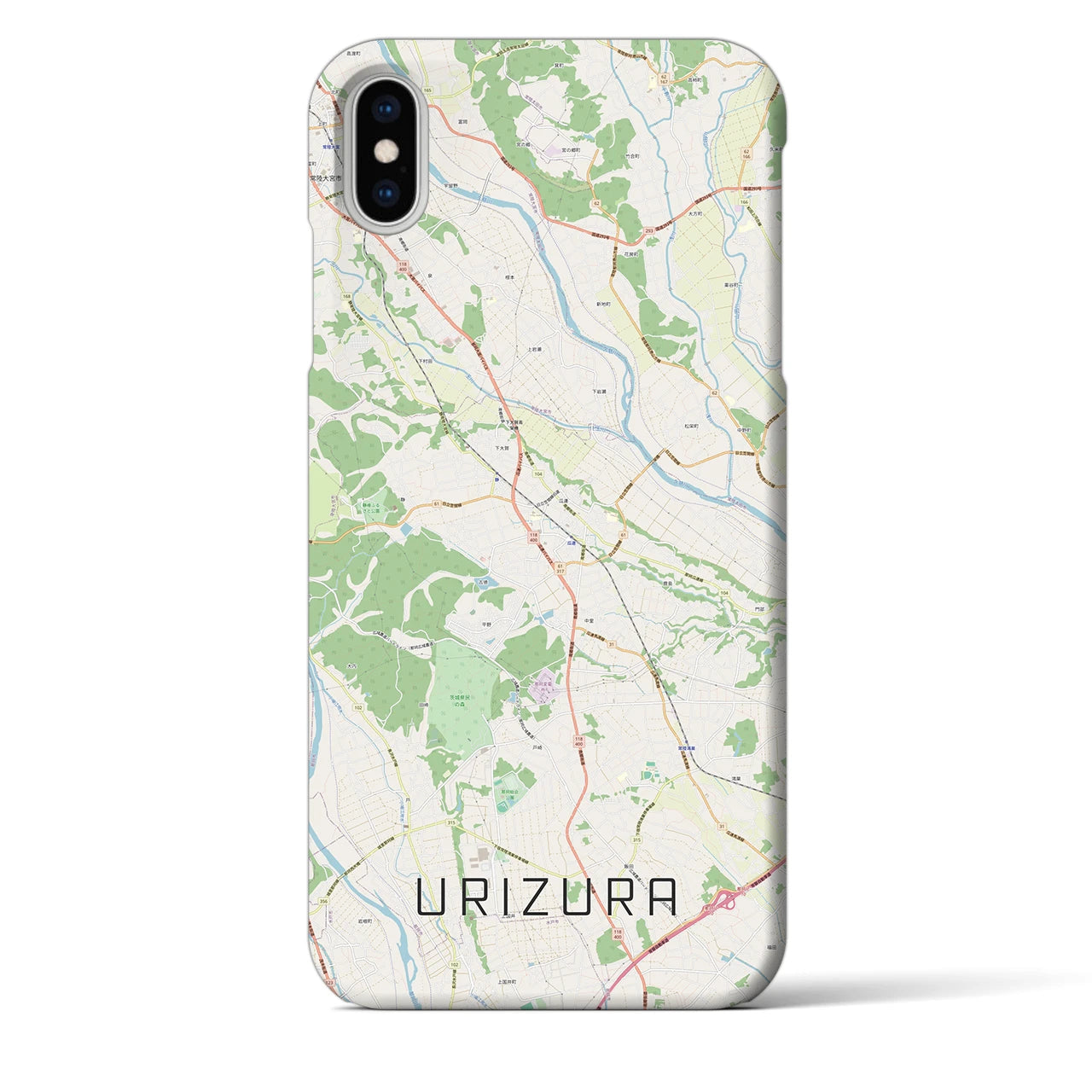 【瓜連（茨城県）】地図柄iPhoneケース（バックカバータイプ）ナチュラル・iPhone XS Max 用