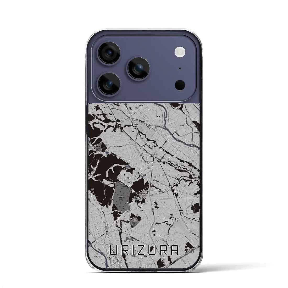 【瓜連(茨城県)】地図柄iPhoneケース(クリアタイプ)モノトーン・iPhone 17 Pro Max 用