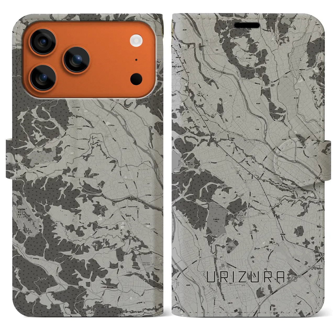 【瓜連（茨城県）】地図柄iPhoneケース（手帳タイプ）