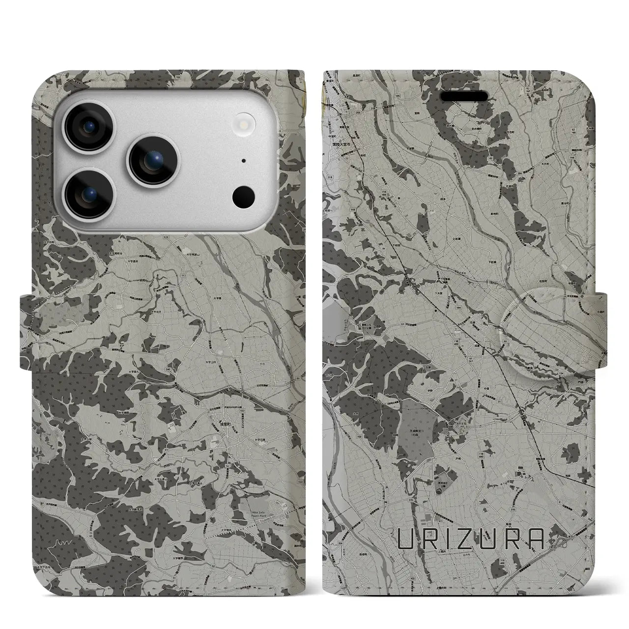 【瓜連（茨城県）】地図柄iPhoneケース（手帳タイプ）