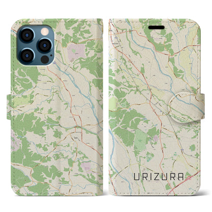 【瓜連（茨城県）】地図柄iPhoneケース（手帳タイプ）ナチュラル・iPhone 12 / 12 Pro 用