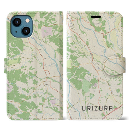 【瓜連（茨城県）】地図柄iPhoneケース（手帳タイプ）ナチュラル・iPhone 13 用