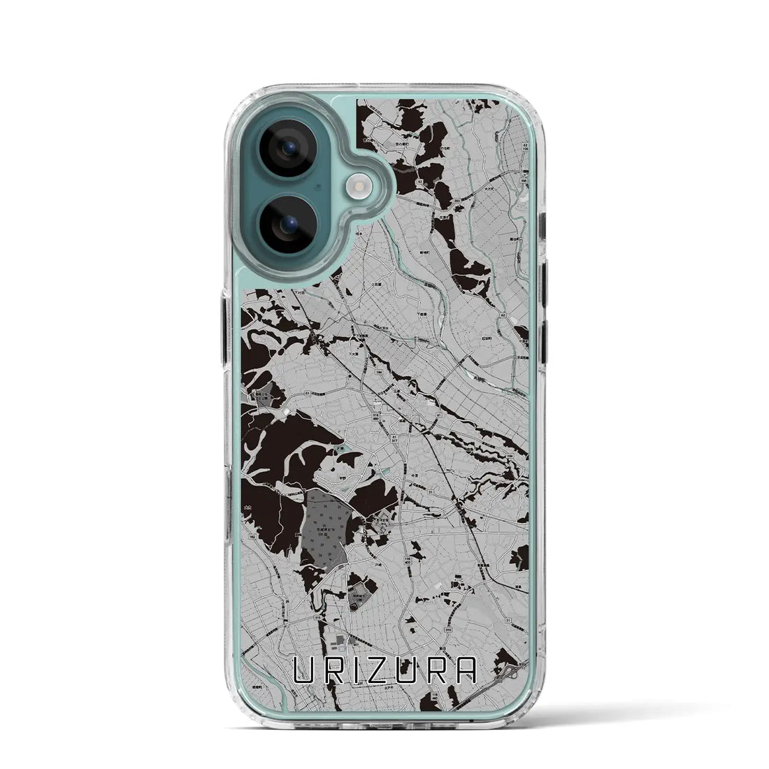 【瓜連（茨城県）】地図柄iPhoneケース（MagSafeタイプ）モノトーン・iPhone 16 Pro 用