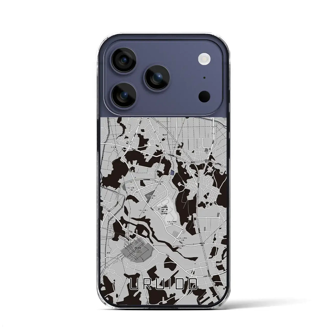 【潤井戸(千葉県)】地図柄iPhoneケース(クリアタイプ)モノトーン・iPhone 17 Pro Max 用