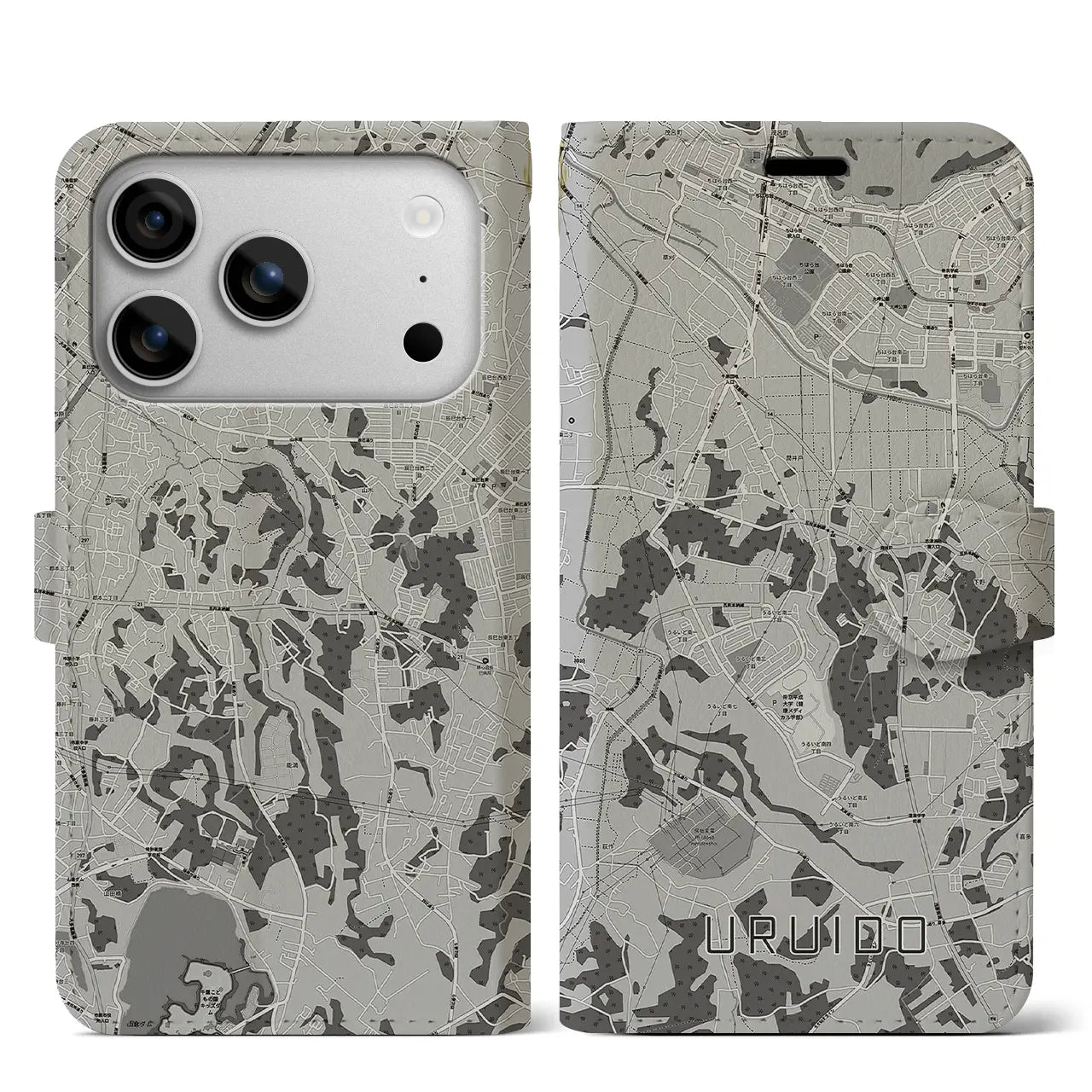 【潤井戸（千葉県）】地図柄iPhoneケース（手帳タイプ）