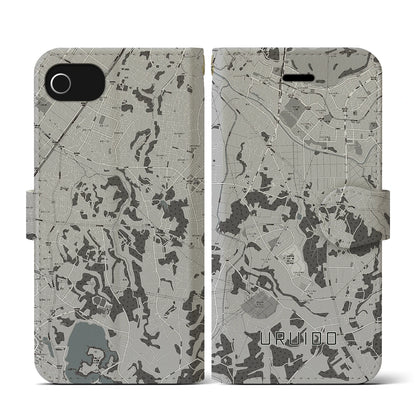 【潤井戸（千葉県）】地図柄iPhoneケース（手帳タイプ）モノトーン・iPhone SE（第3 / 第2世代） / 8 / 7 / 6s / 6 用