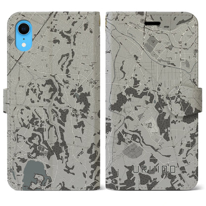 【潤井戸（千葉県）】地図柄iPhoneケース（手帳タイプ）モノトーン・iPhone XR 用