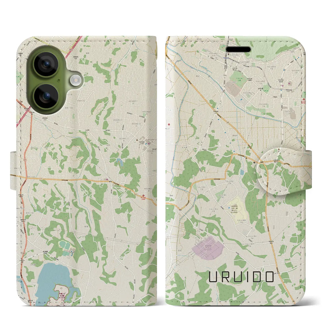 【潤井戸(千葉県)】地図柄iPhoneケース(手帳タイプ)ナチュラル・iPhone 17 Pro Max 用