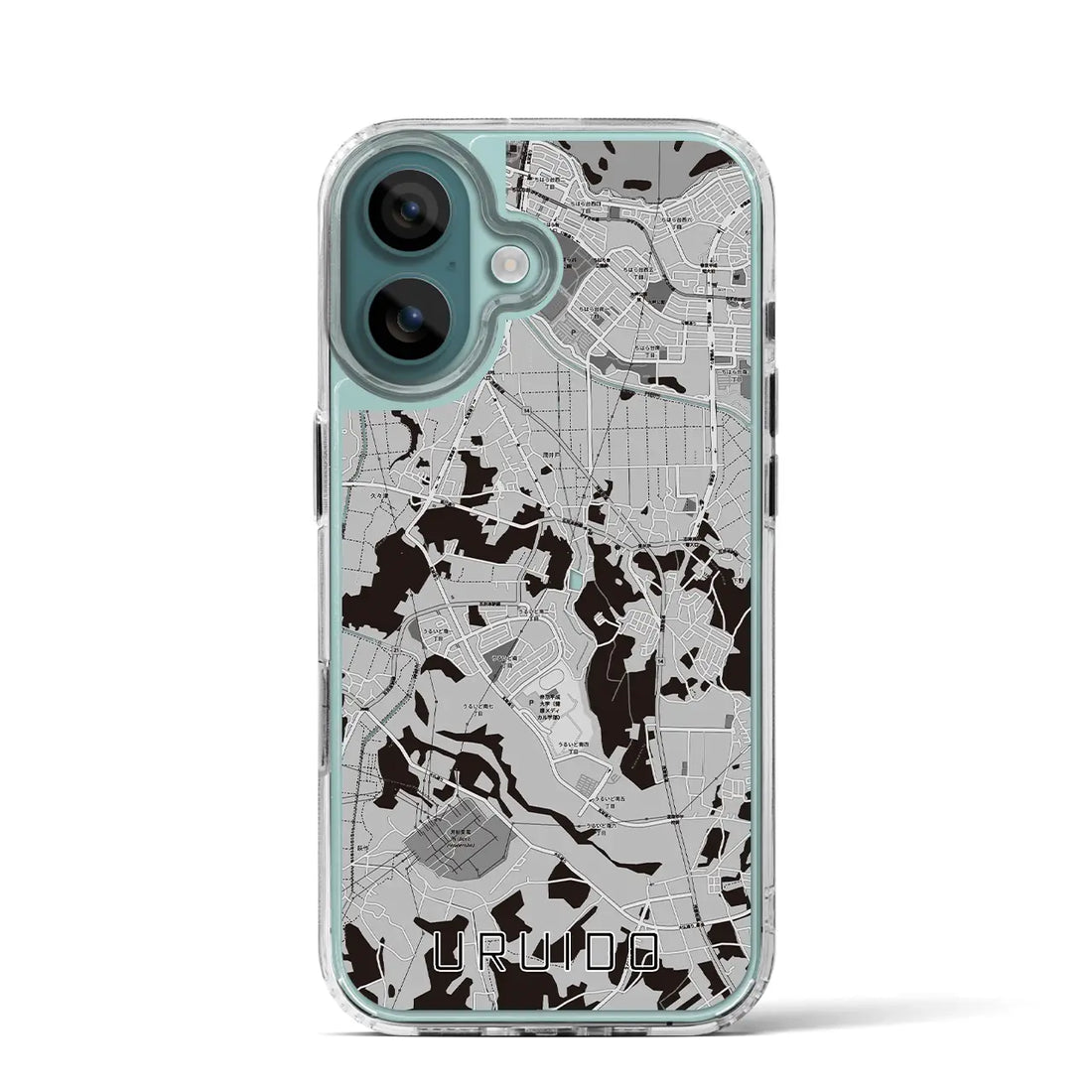 【潤井戸（千葉県）】地図柄iPhoneケース（MagSafeタイプ）モノトーン・iPhone 16 Pro 用