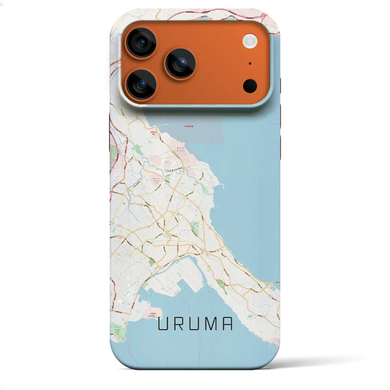 【うるま（沖縄県）】地図柄iPhoneケース（バックカバータイプ）